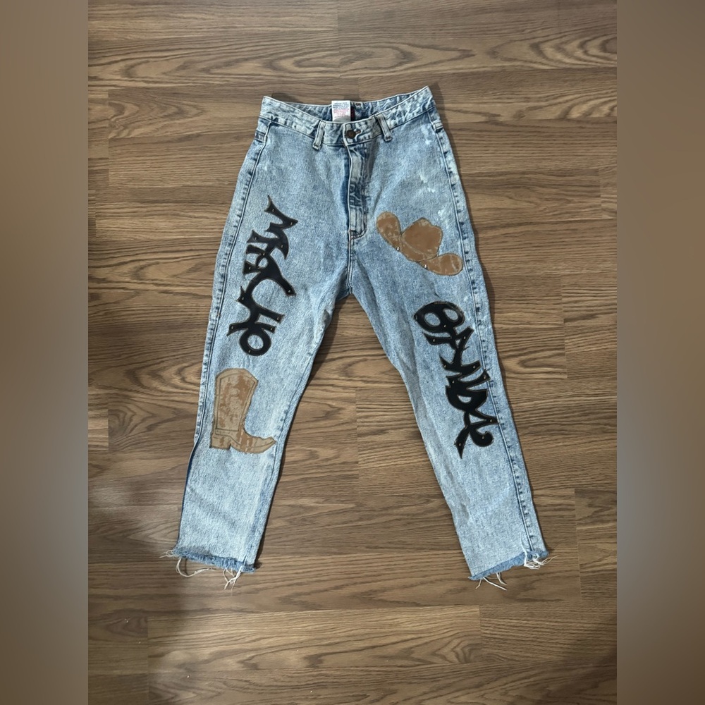 Banda Macho Stylish Blue Jeans with Unique Patches